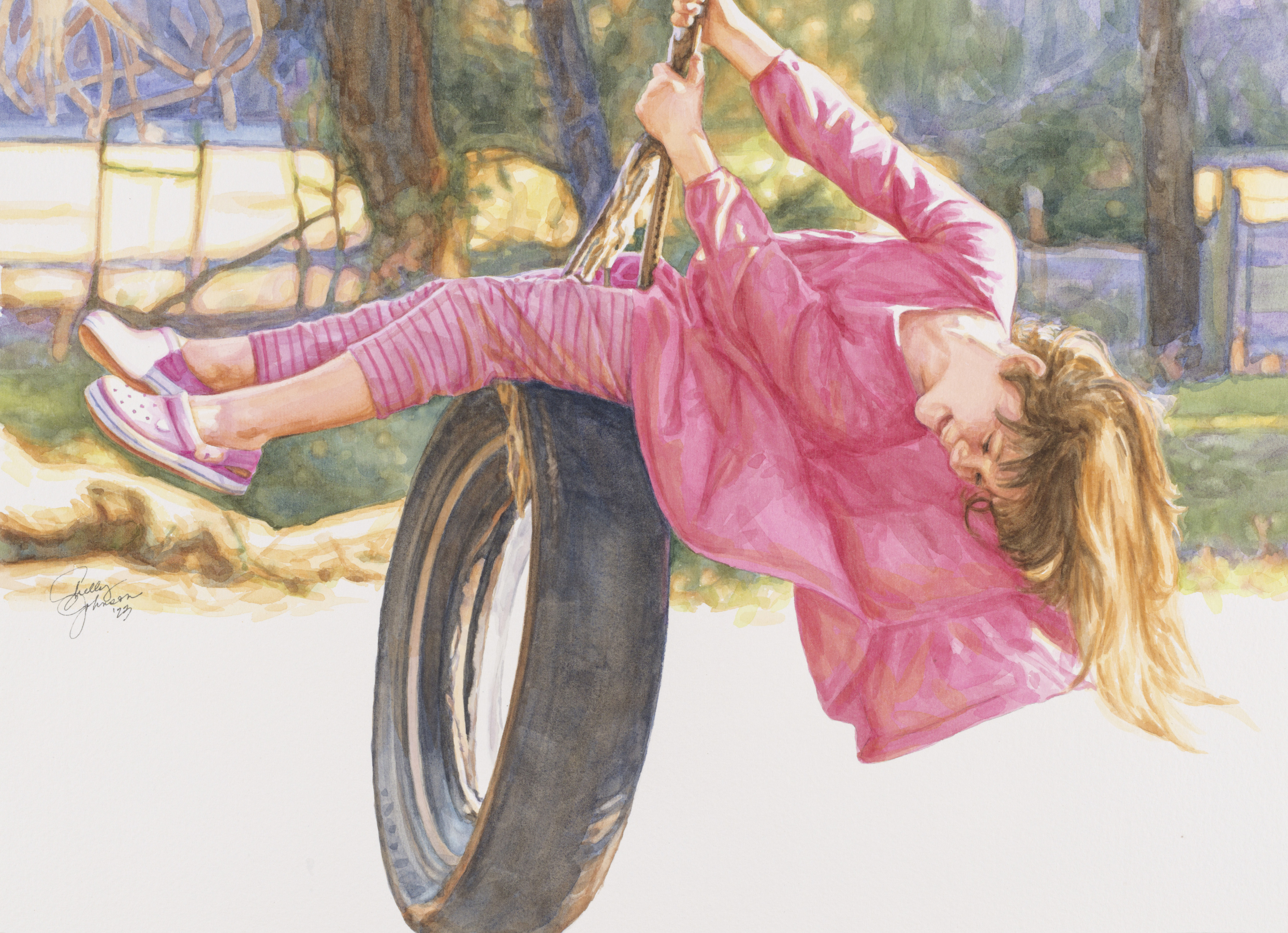 Happiness on a Tire Swing, artwork by Shelly Johnson