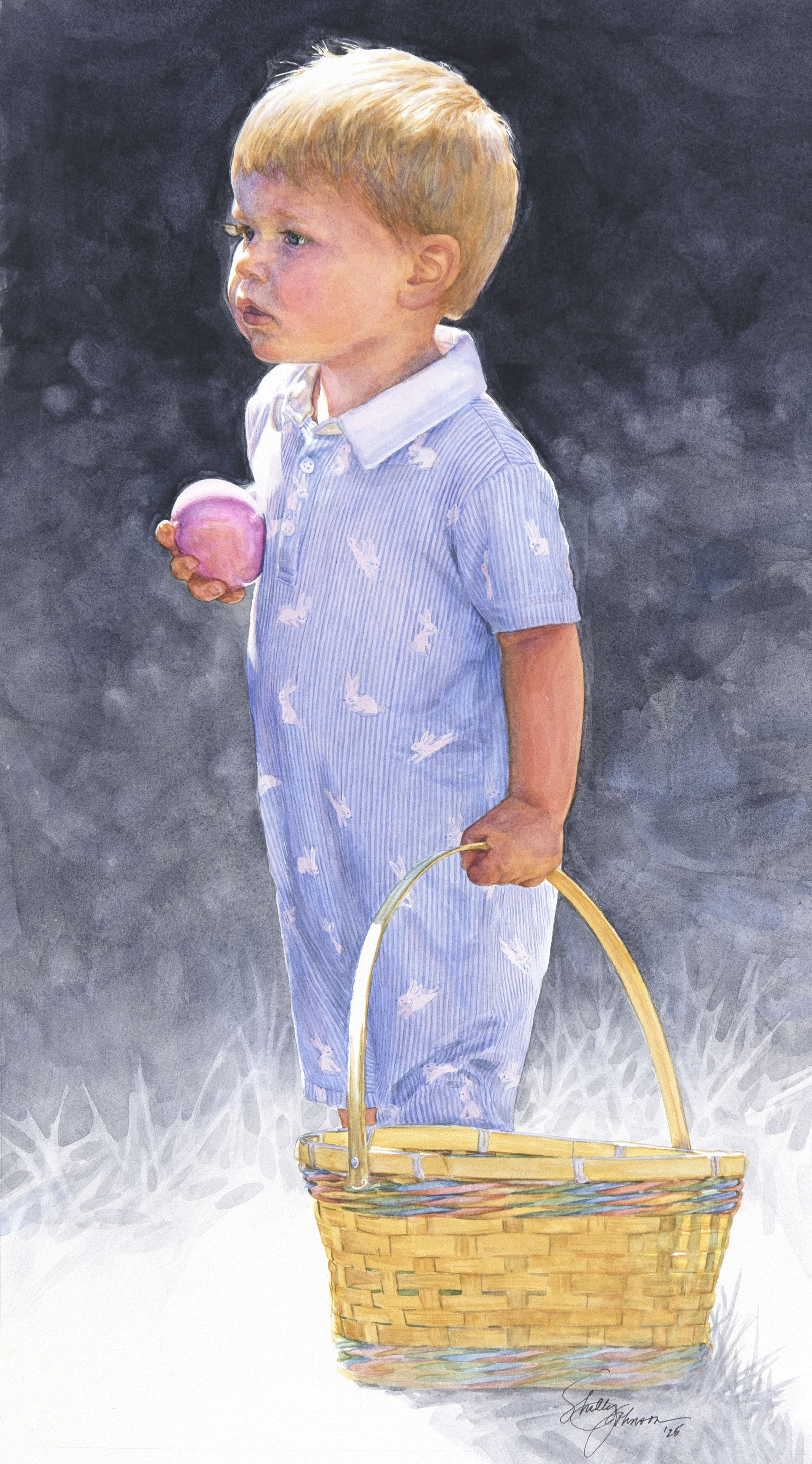 Beau at Easter, artwork by Shelly Johnson
